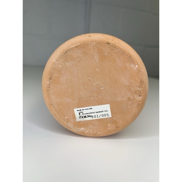 Rosenthal Netter Vintage Terracotta Flared Vase Hand Painted Flowers Green - Picture 10 of 11